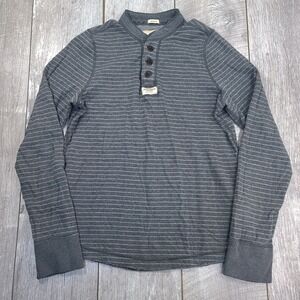 Abercrombie Fitch Mens Muscle Long Sleeve Henley Shirt XL Gray Striped Outdoor